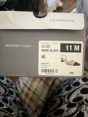 Liz Claiborne Two-Tone Beige and Black Slingback Heels